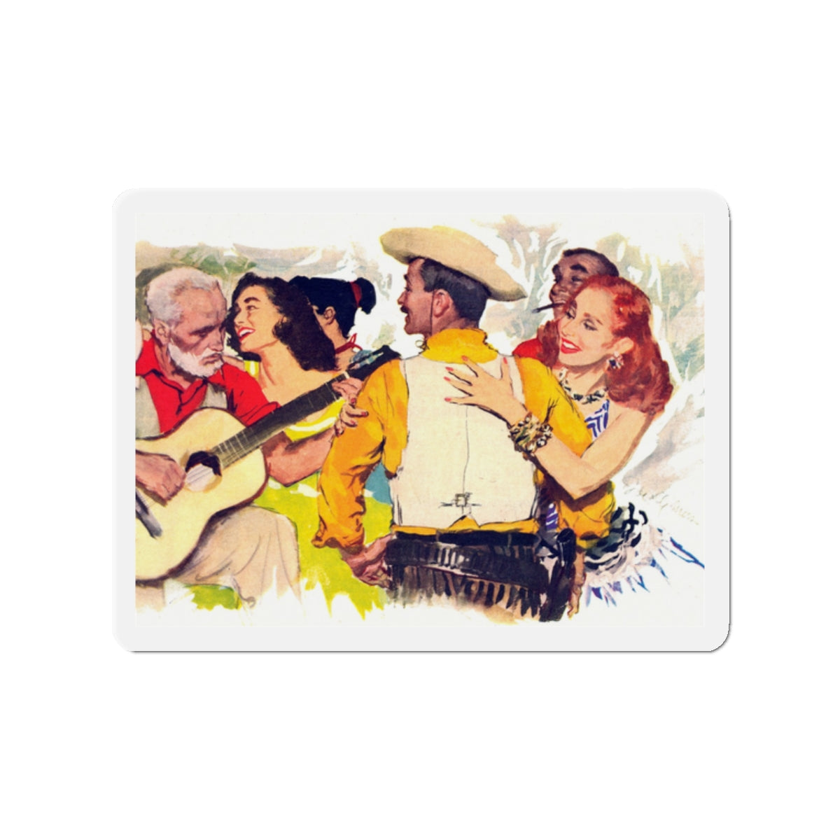 Fiesta, 1940s (Magazine Illustration) Refrigerator Magnet-2" x 2"-The Sticker Space