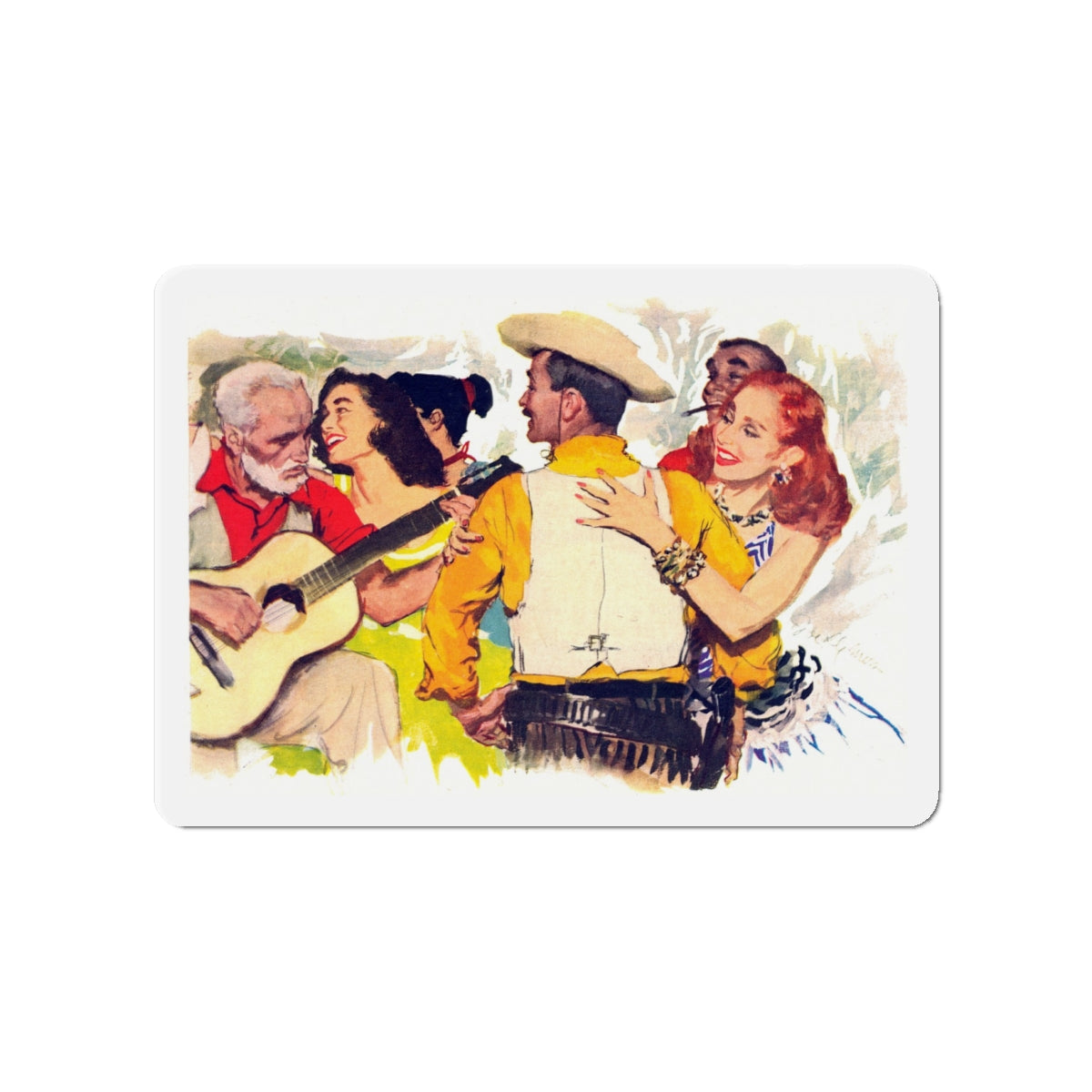 Fiesta, 1940s (Magazine Illustration) Refrigerator Magnet-4" x 4"-The Sticker Space