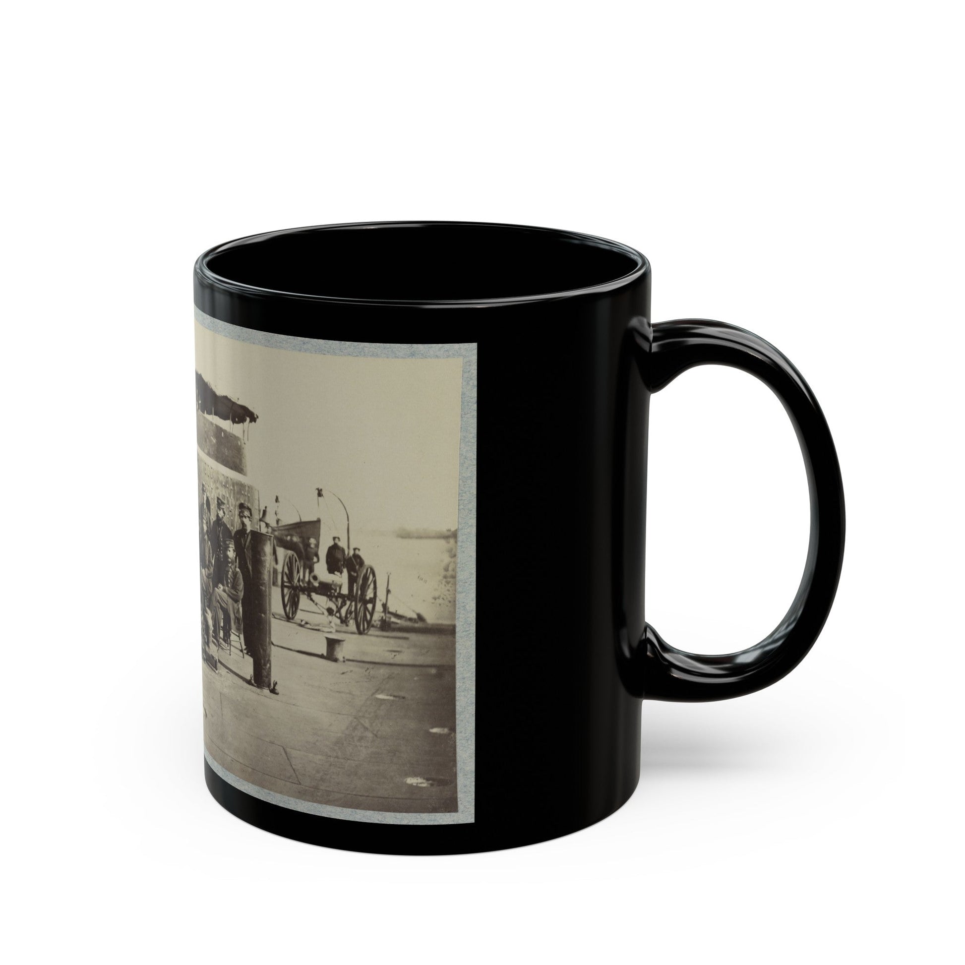 Fifteen Officers On Deck Of A Union Monitor Warship (U.S. Civil War) Black Coffee Mug-The Sticker Space