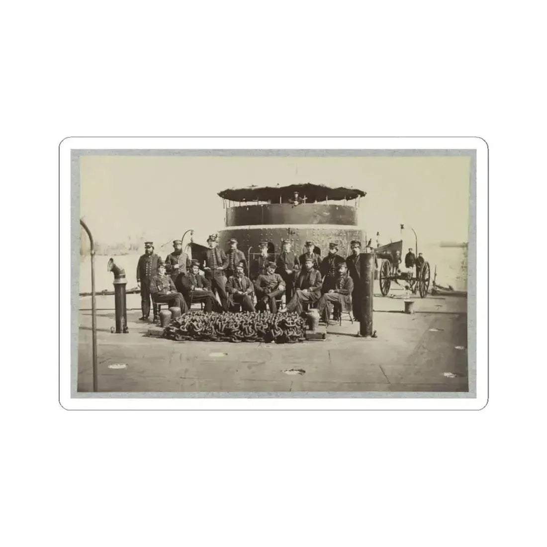 Fifteen Officers on Deck of a Union Monitor Warship (U.S. Civil War) STICKER Vinyl Kiss-Cut Decal 3 Inch White - The Sticker Space