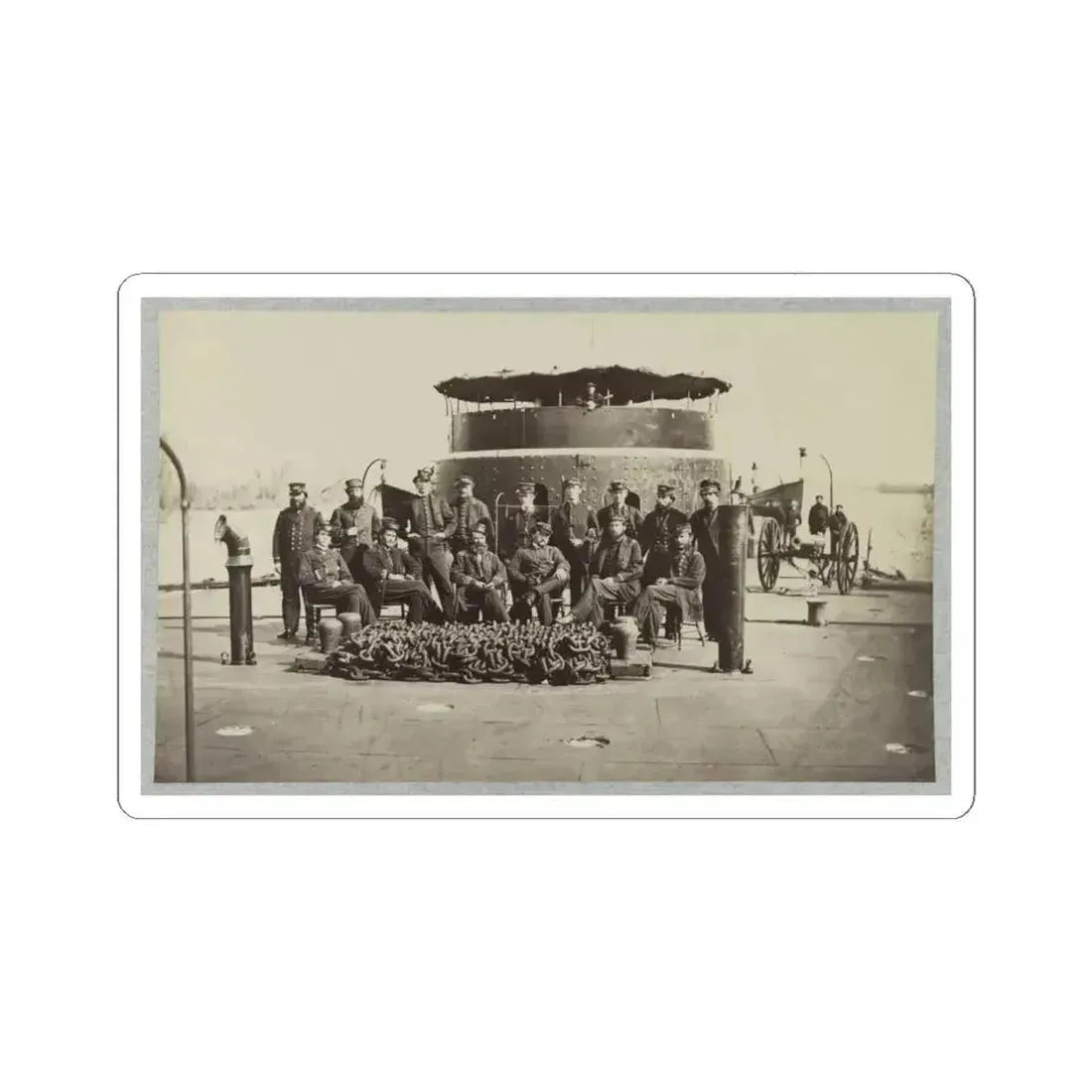 Fifteen Officers on Deck of a Union Monitor Warship (U.S. Civil War) STICKER Vinyl Kiss-Cut Decal 6 Inch White - The Sticker Space