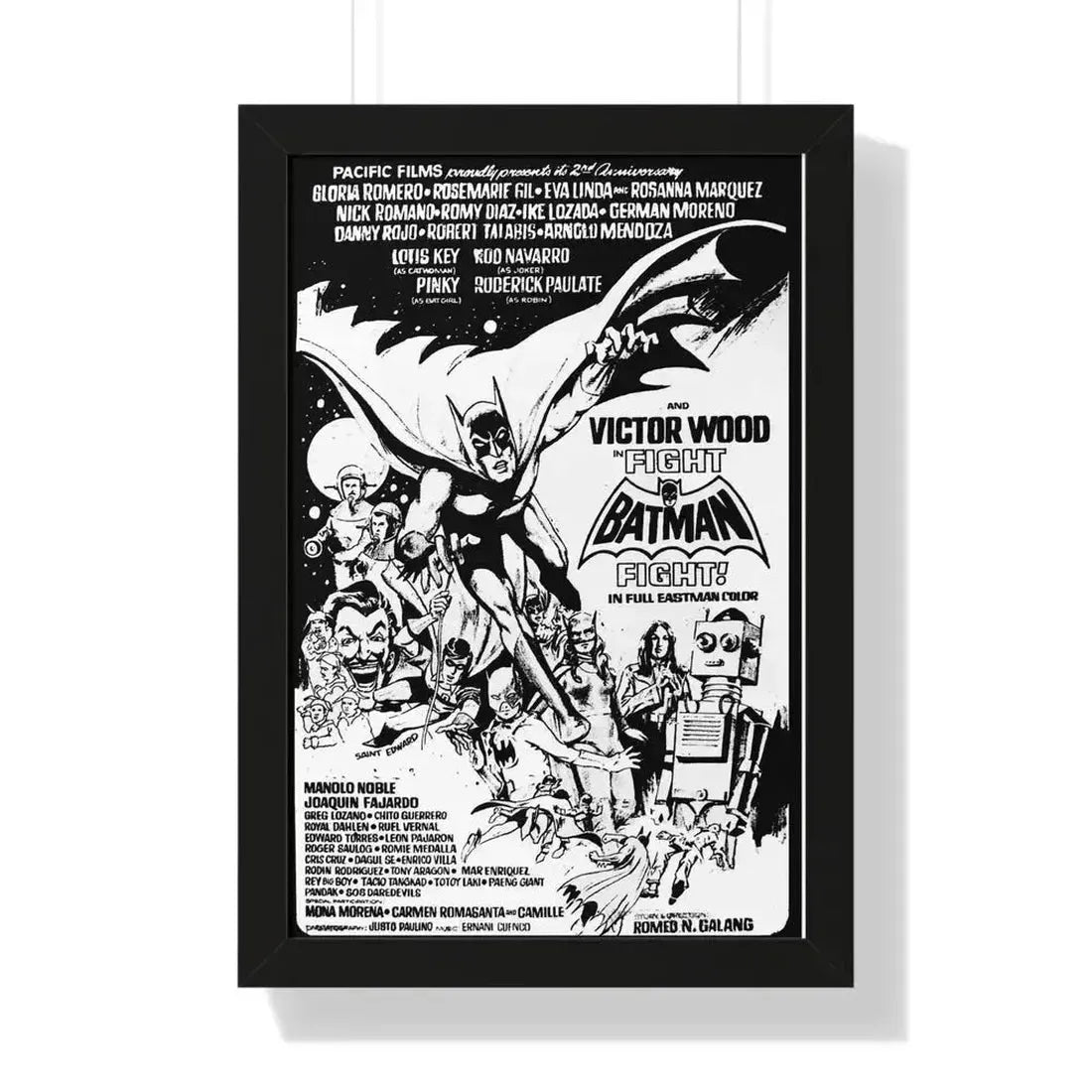 FIGHT BATMAN FIGHT 1973 - Framed Movie Poster 16″ x 24″ Black - The Sticker Space
