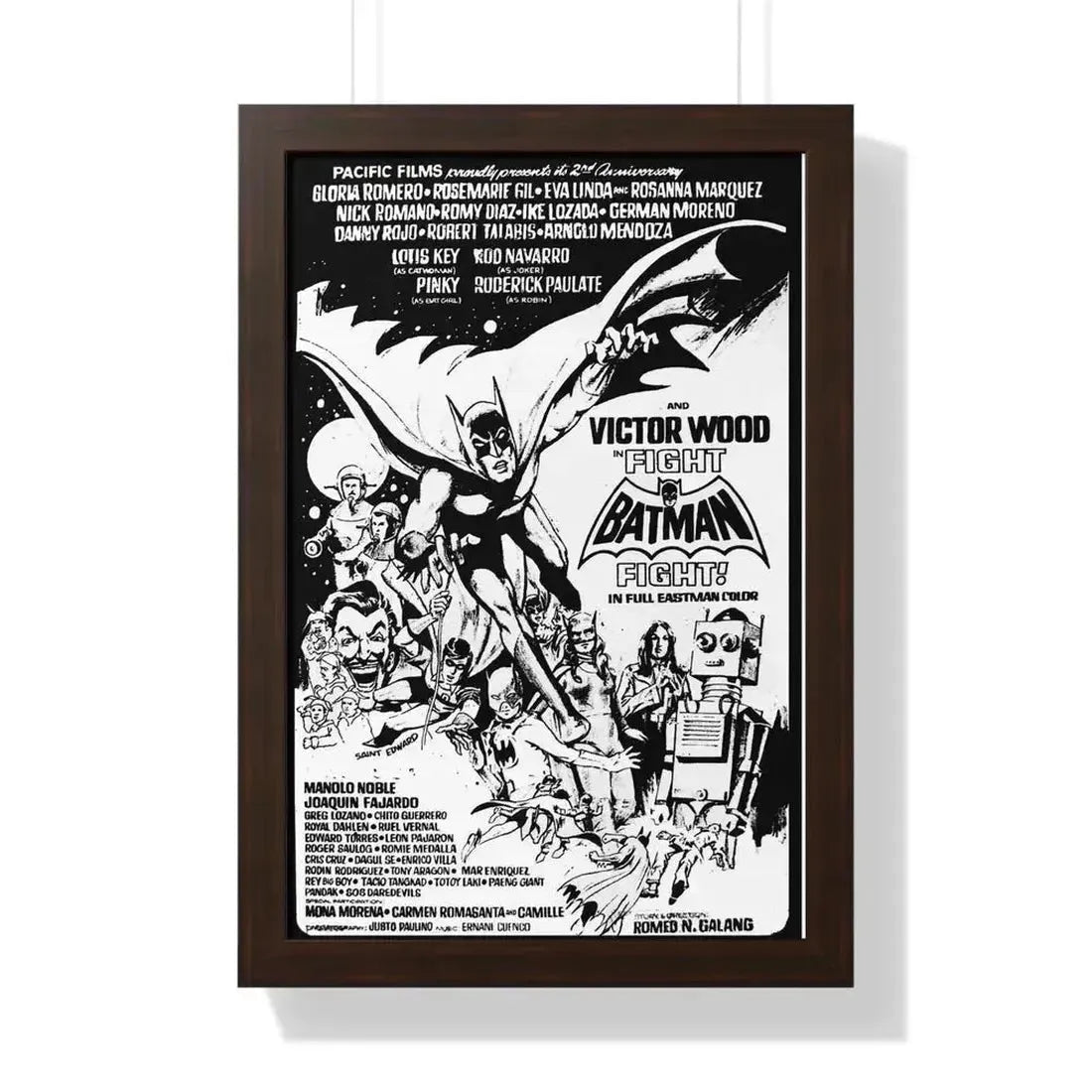 FIGHT BATMAN FIGHT 1973 - Framed Movie Poster 16″ x 24″ Walnut - The Sticker Space