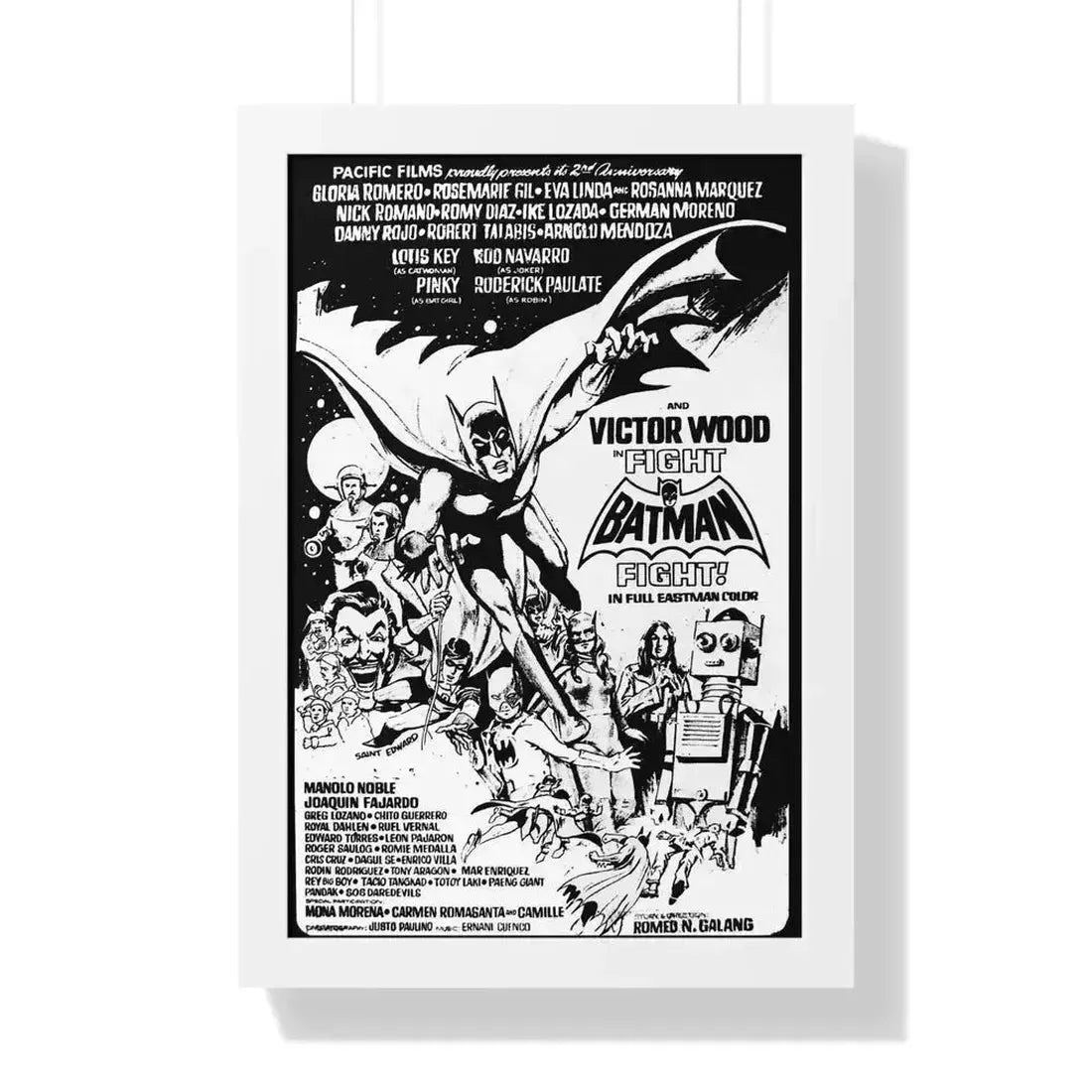 FIGHT BATMAN FIGHT 1973 - Framed Movie Poster 16″ x 24″ White - The Sticker Space