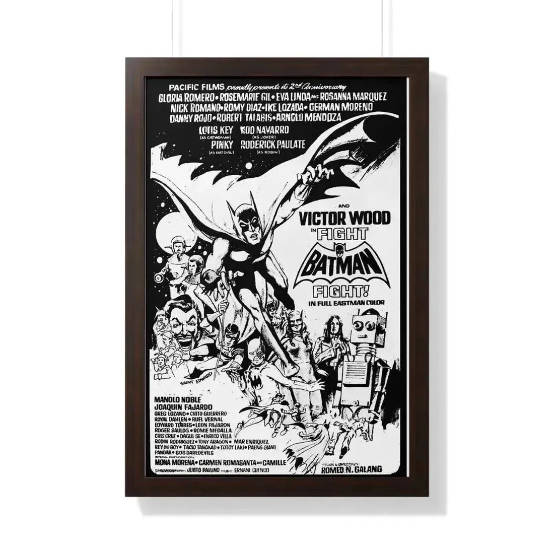 FIGHT BATMAN FIGHT 1973 - Framed Movie Poster 20" x 30" Walnut - The Sticker Space