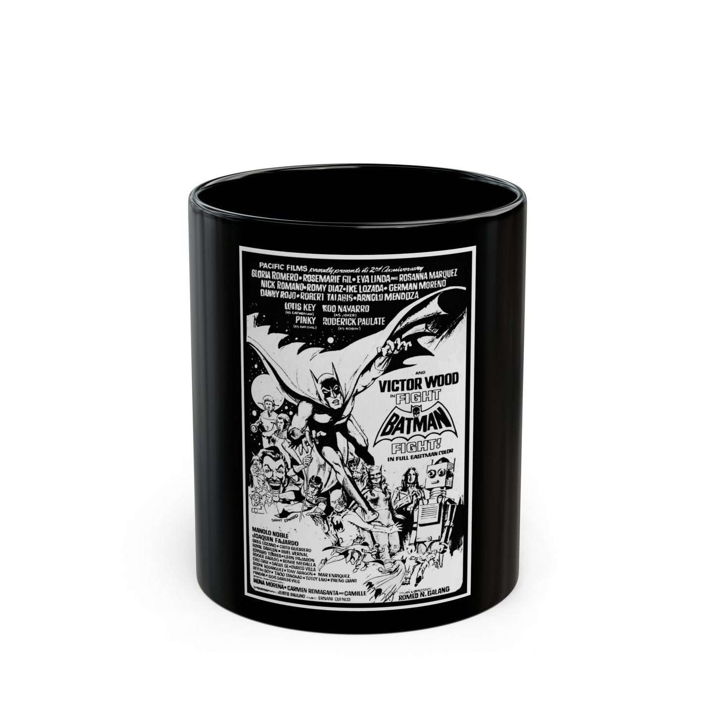 FIGHT BATMAN FIGHT 1973 Movie Poster - Black Coffee Mug-11oz-The Sticker Space