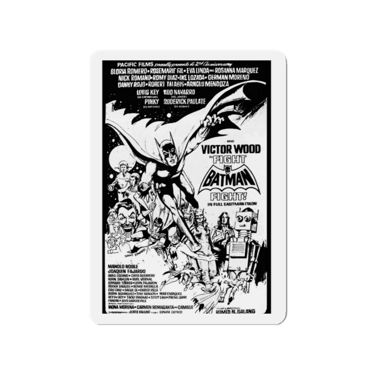 FIGHT BATMAN FIGHT 1973 Movie Poster - Die-Cut Magnet-2" x 2"-The Sticker Space