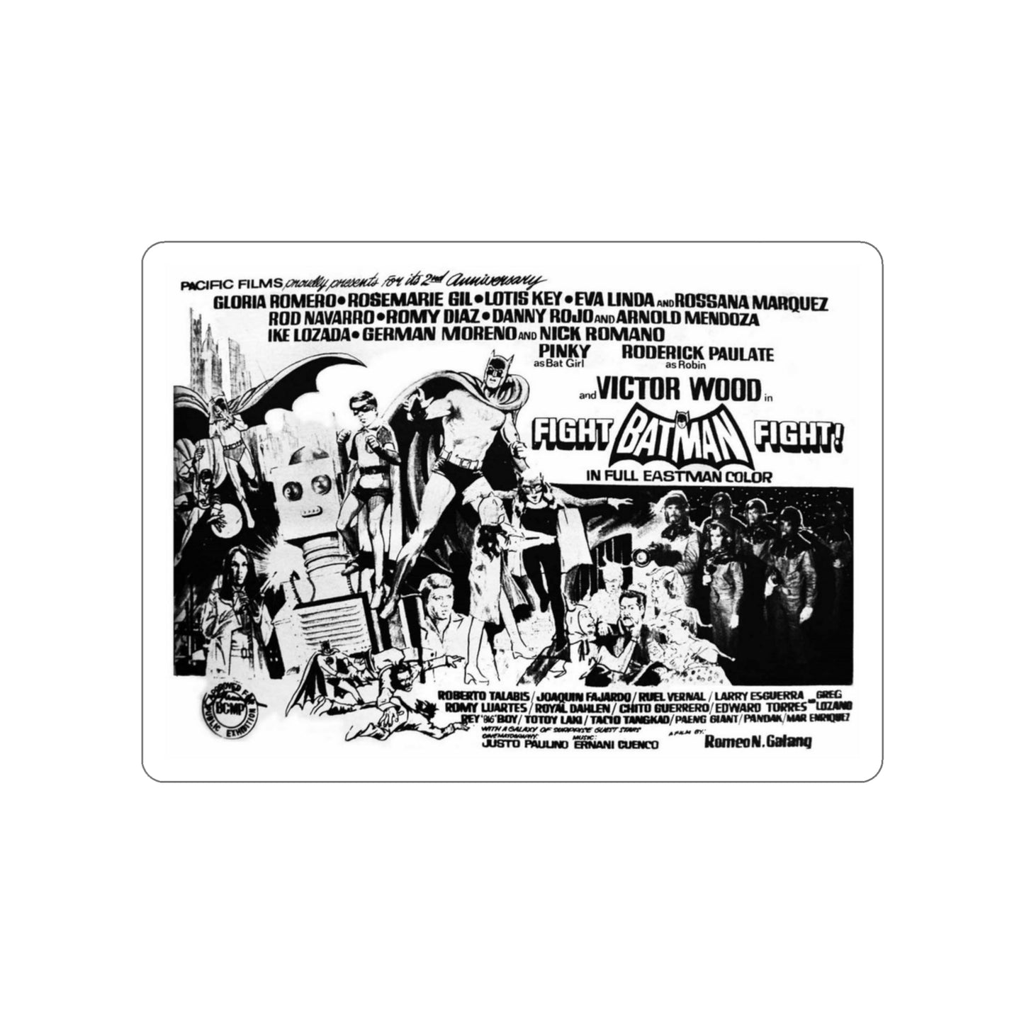 FIGHT BATMAN FIGHT (2) 1973 Movie Poster STICKER Vinyl Die-Cut Decal-3 Inch-The Sticker Space