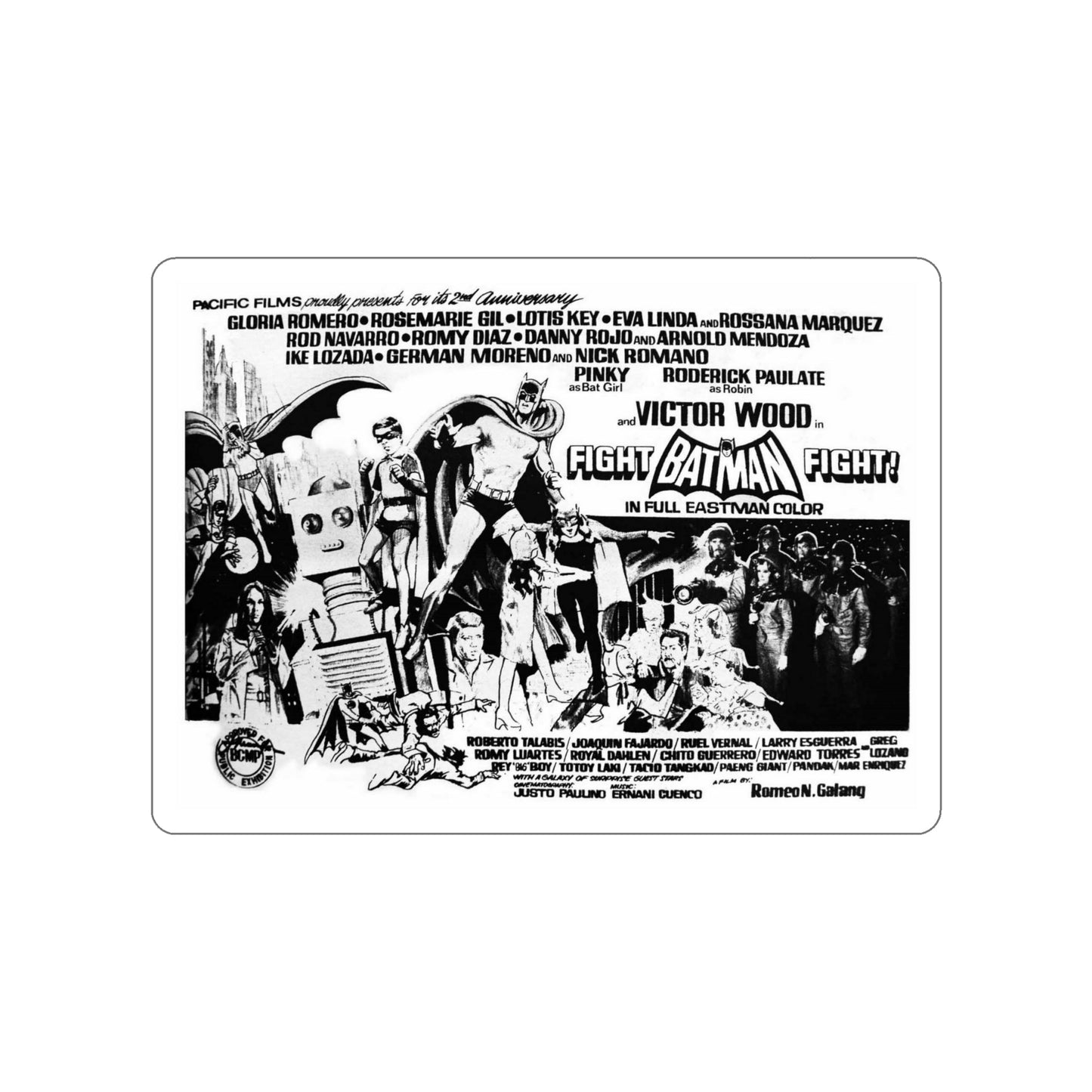 FIGHT BATMAN FIGHT (2) 1973 Movie Poster STICKER Vinyl Die-Cut Decal-6 Inch-The Sticker Space