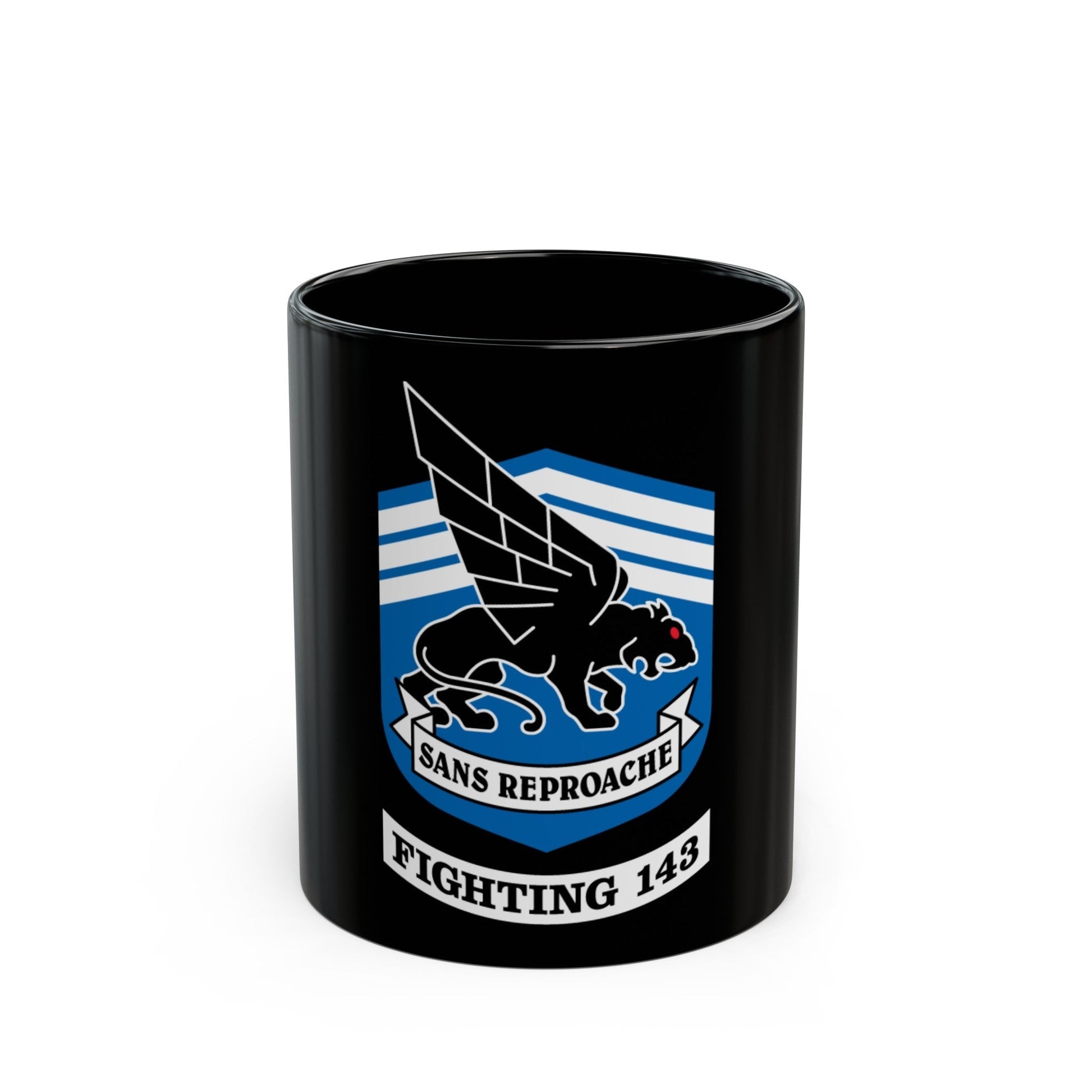 Fighting 143 sans reproache (U.S. Navy) Black Coffee Mug-11oz-The Sticker Space