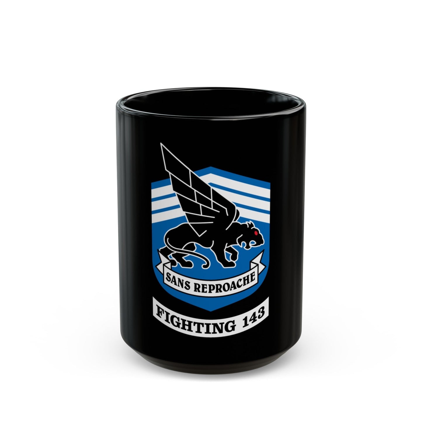 Fighting 143 sans reproache (U.S. Navy) Black Coffee Mug-15oz-The Sticker Space