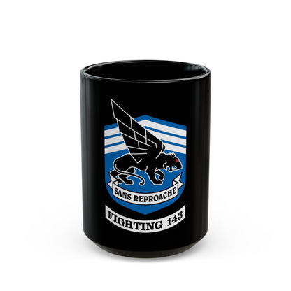 Fighting 143 sans reproache (U.S. Navy) Black Coffee Mug-15oz-The Sticker Space