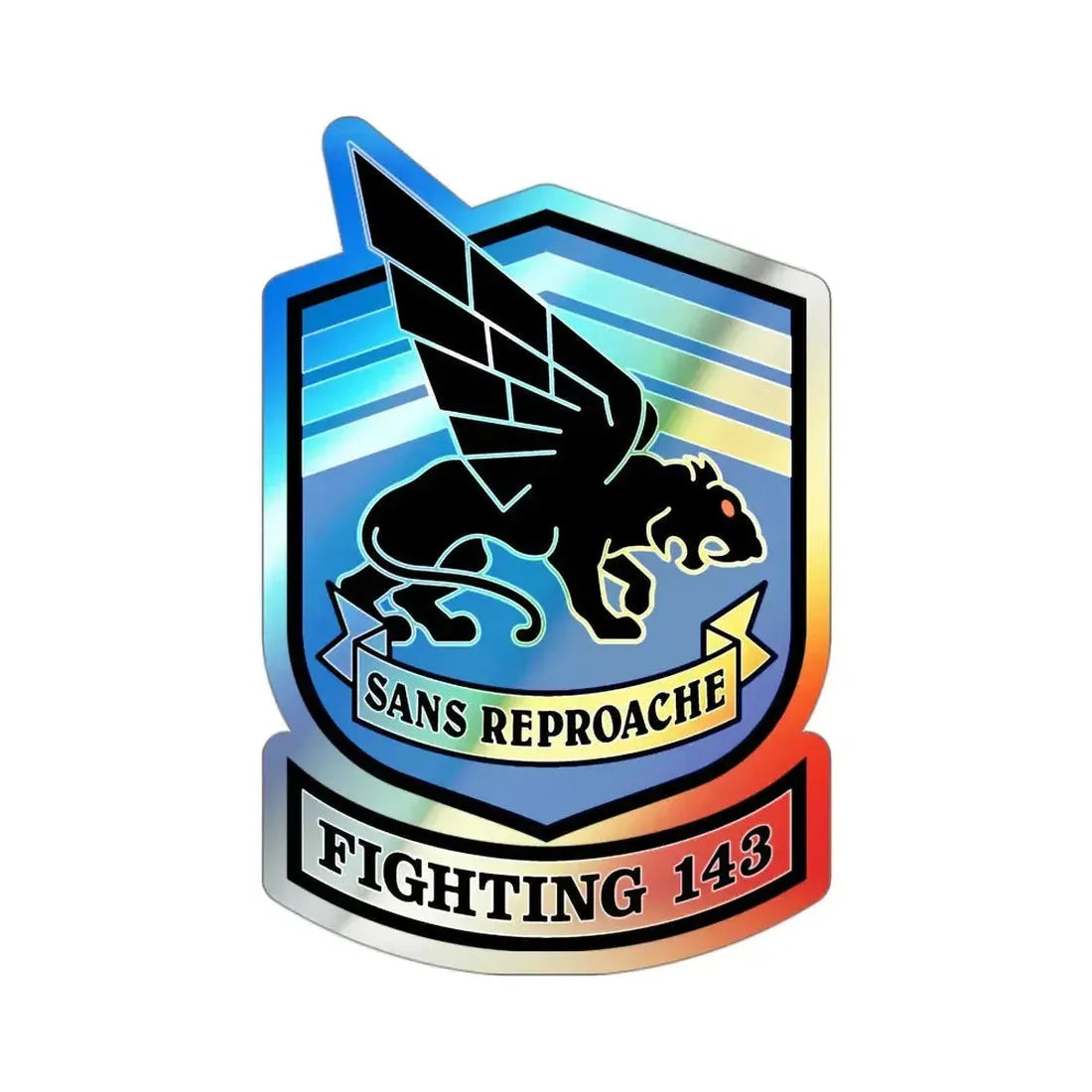 Fighting 143 Sans Reproache (U.S. Navy) Holographic STICKER Die-Cut Vinyl Decal 3 Inch Holographic - The Sticker Space