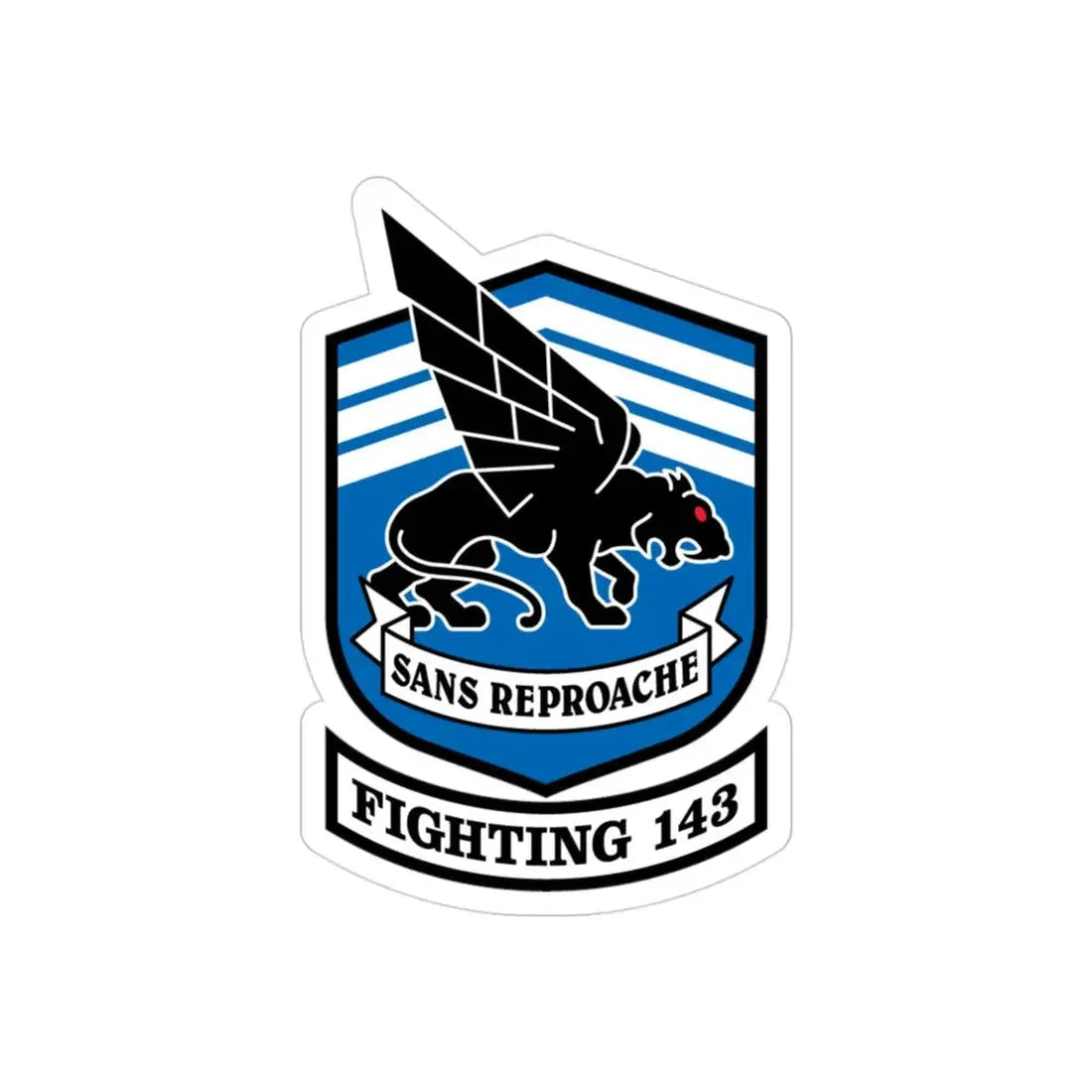 Fighting 143 Sans Reproache (U.S. Navy) Transparent STICKER Die-Cut Vinyl Decal 3 Inch Transparent - The Sticker Space
