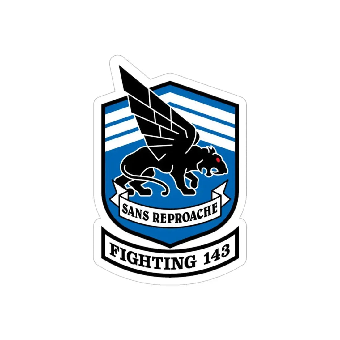 Fighting 143 Sans Reproache (U.S. Navy) Transparent STICKER Die-Cut Vinyl Decal 4 Inch Transparent - The Sticker Space