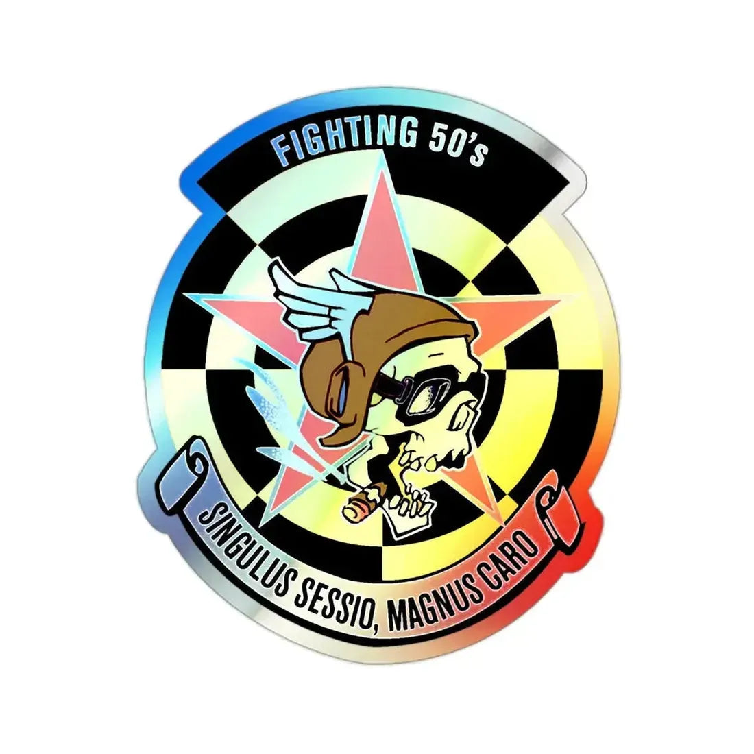 Fighting 50's (U.S. Navy) Holographic STICKER Die-Cut Vinyl Decal 2 Inch Holographic - The Sticker Space