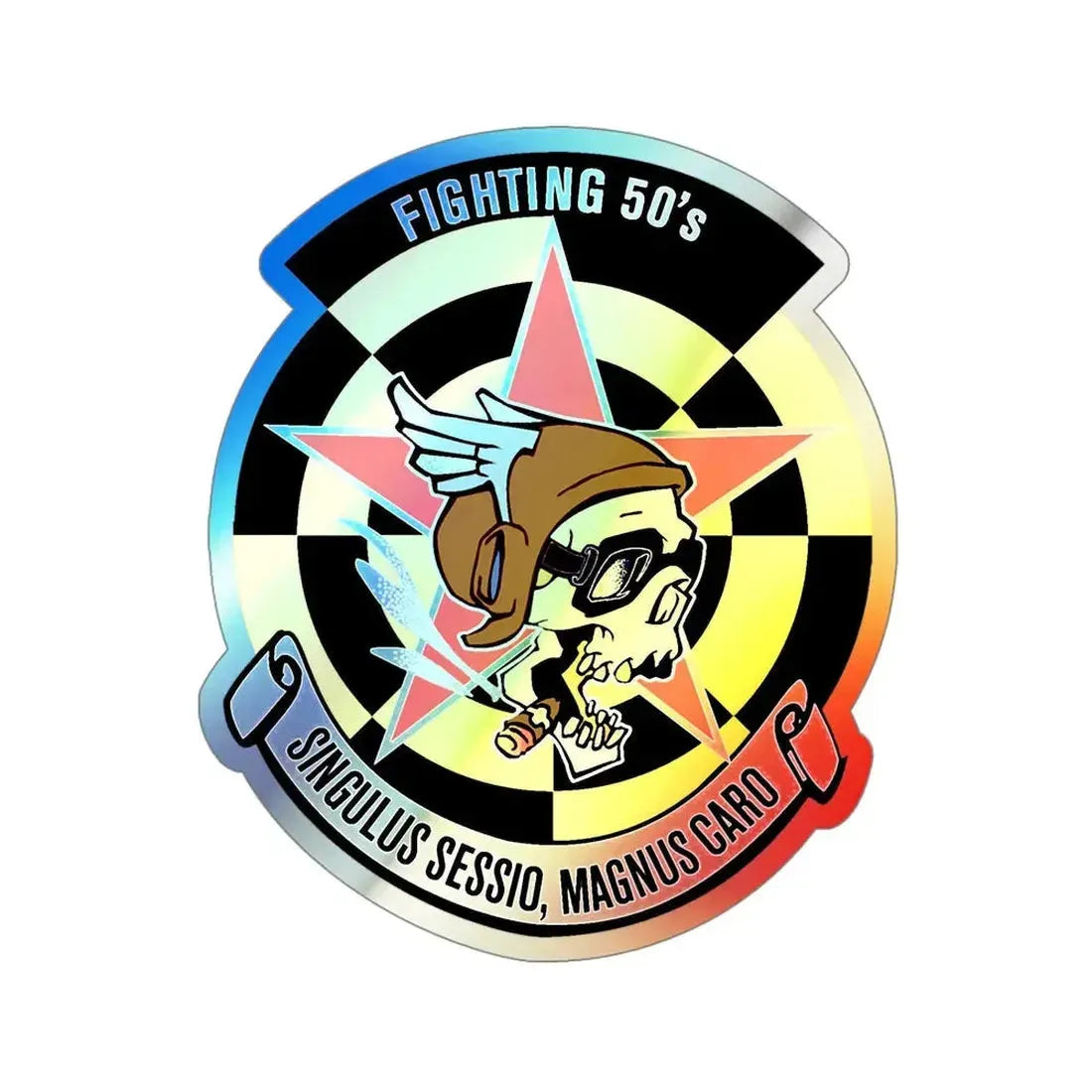 Fighting 50's (U.S. Navy) Holographic STICKER Die-Cut Vinyl Decal 5 Inch Holographic - The Sticker Space
