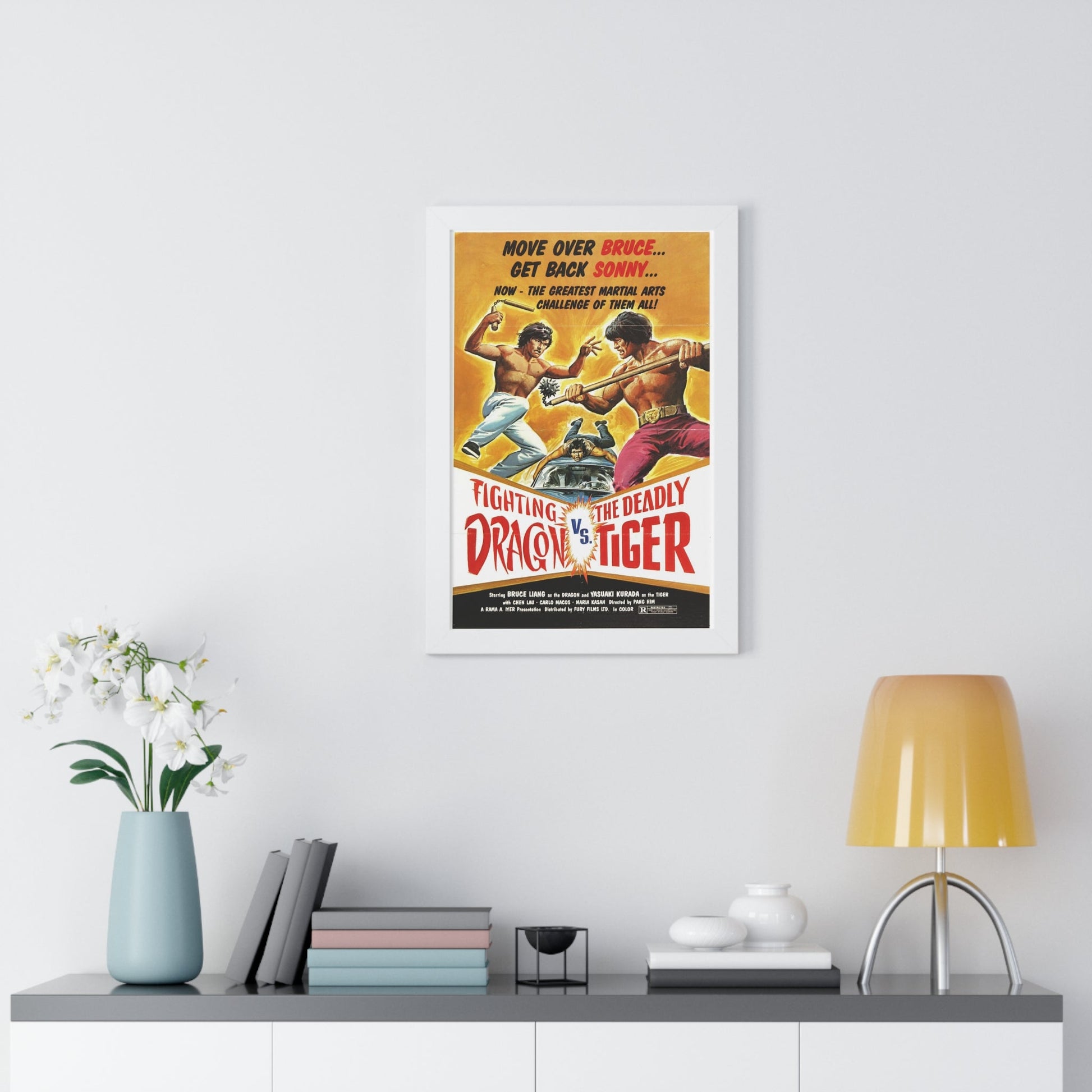 FIGHTING DRAGON VS DEADLY TIGER 1974 - Framed Movie Poster-The Sticker Space