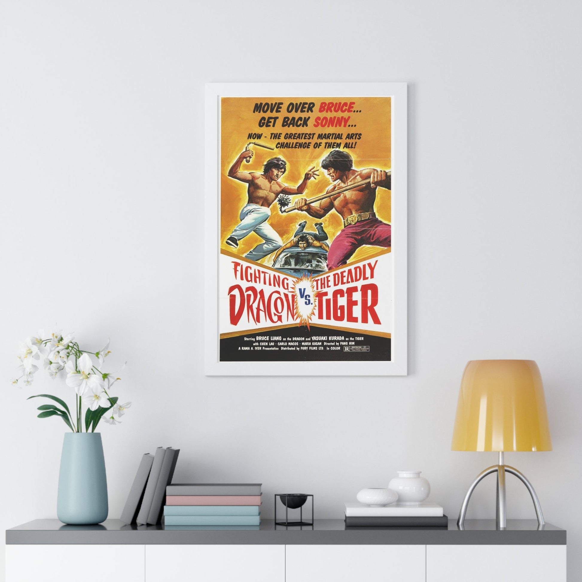 FIGHTING DRAGON VS DEADLY TIGER 1974 - Framed Movie Poster-The Sticker Space