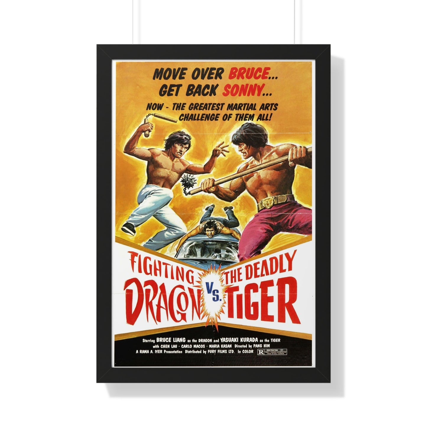 FIGHTING DRAGON VS DEADLY TIGER 1974 - Framed Movie Poster-20" x 30"-The Sticker Space