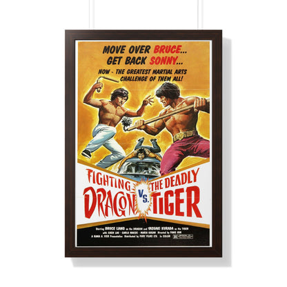 FIGHTING DRAGON VS DEADLY TIGER 1974 - Framed Movie Poster-20" x 30"-The Sticker Space