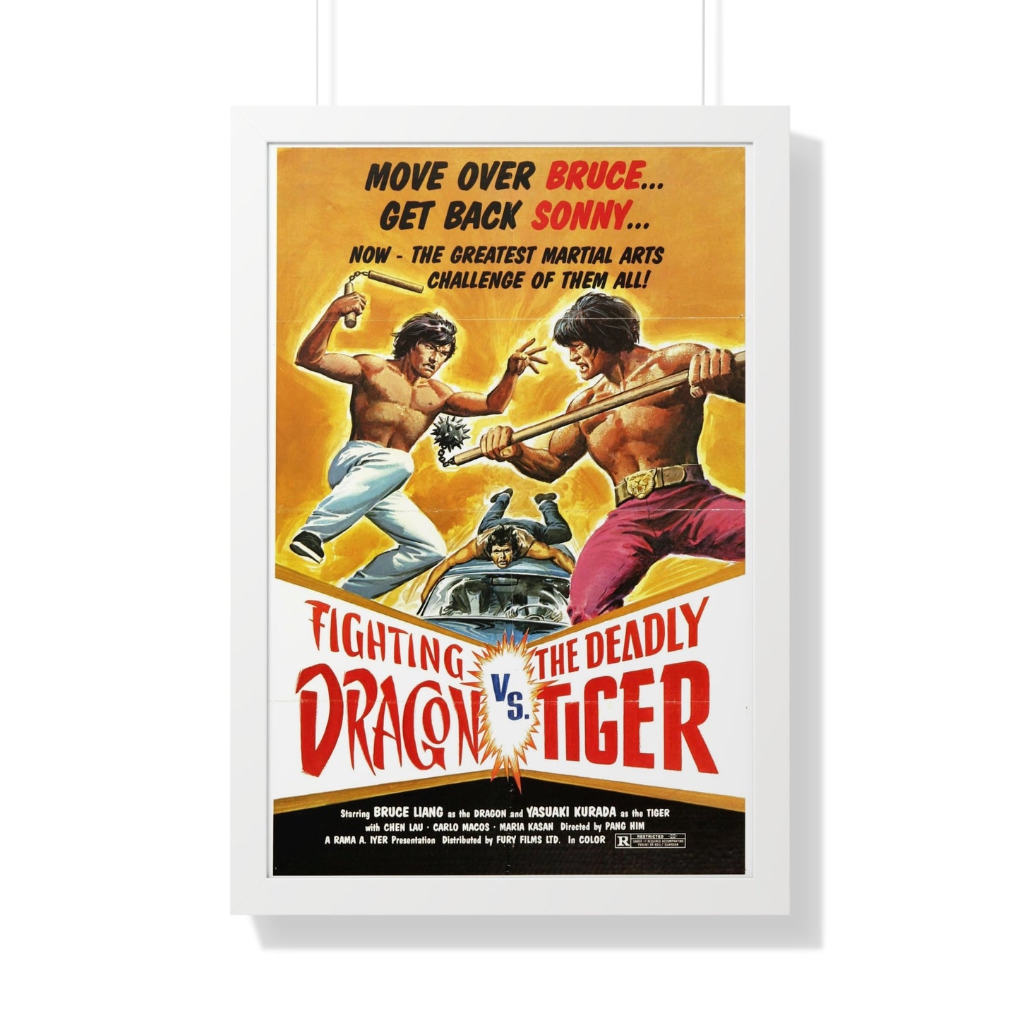 FIGHTING DRAGON VS DEADLY TIGER 1974 - Framed Movie Poster-20" x 30"-The Sticker Space