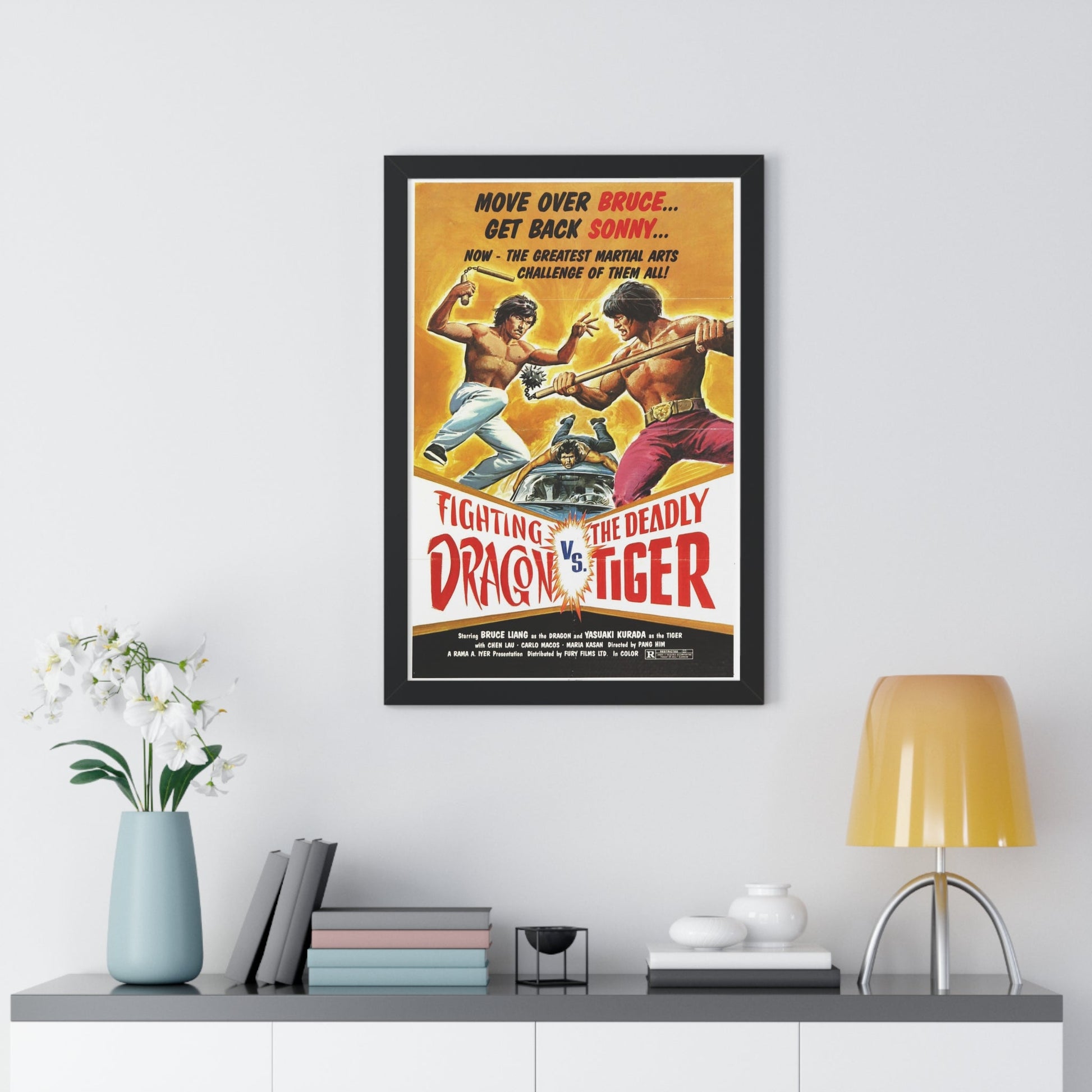 FIGHTING DRAGON VS DEADLY TIGER 1974 - Framed Movie Poster-The Sticker Space