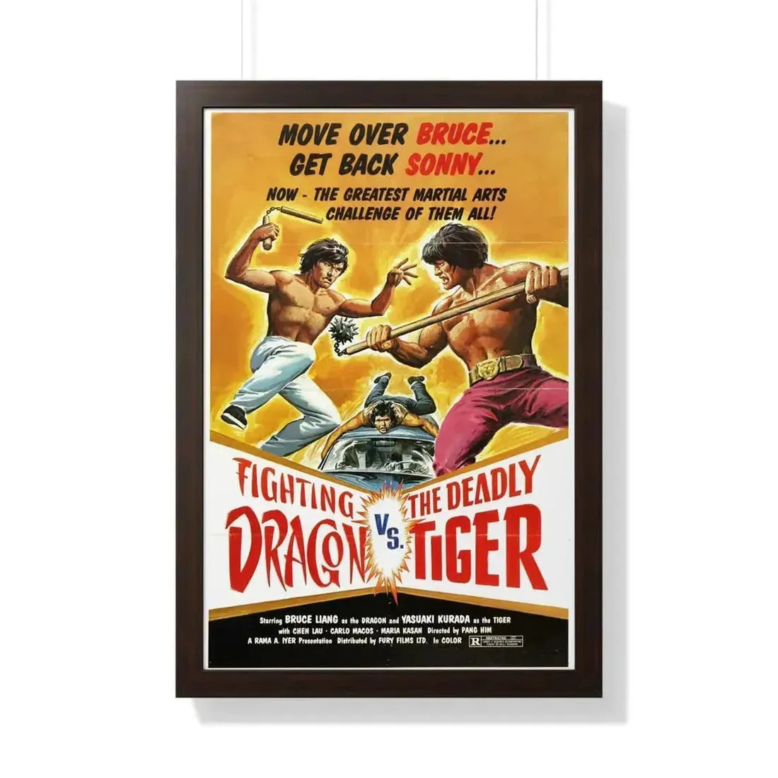 FIGHTING DRAGON VS DEADLY TIGER 1974 - Framed Movie Poster - The Sticker Space
