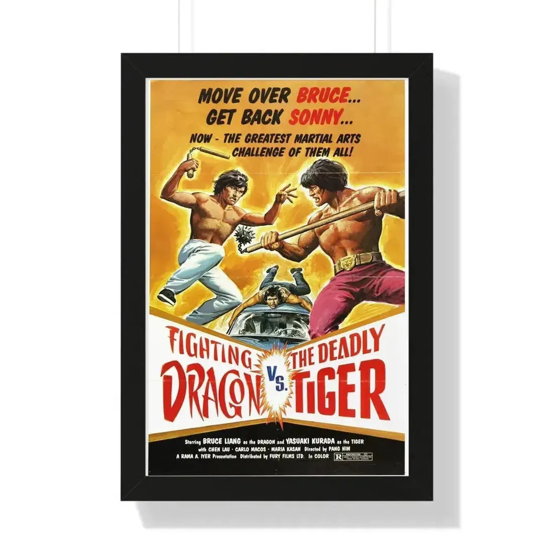 FIGHTING DRAGON VS DEADLY TIGER 1974 - Framed Movie Poster - The Sticker Space