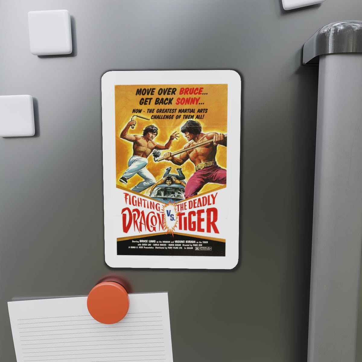 FIGHTING DRAGON VS DEADLY TIGER 1974 Movie Poster - Die-Cut Magnet-The Sticker Space