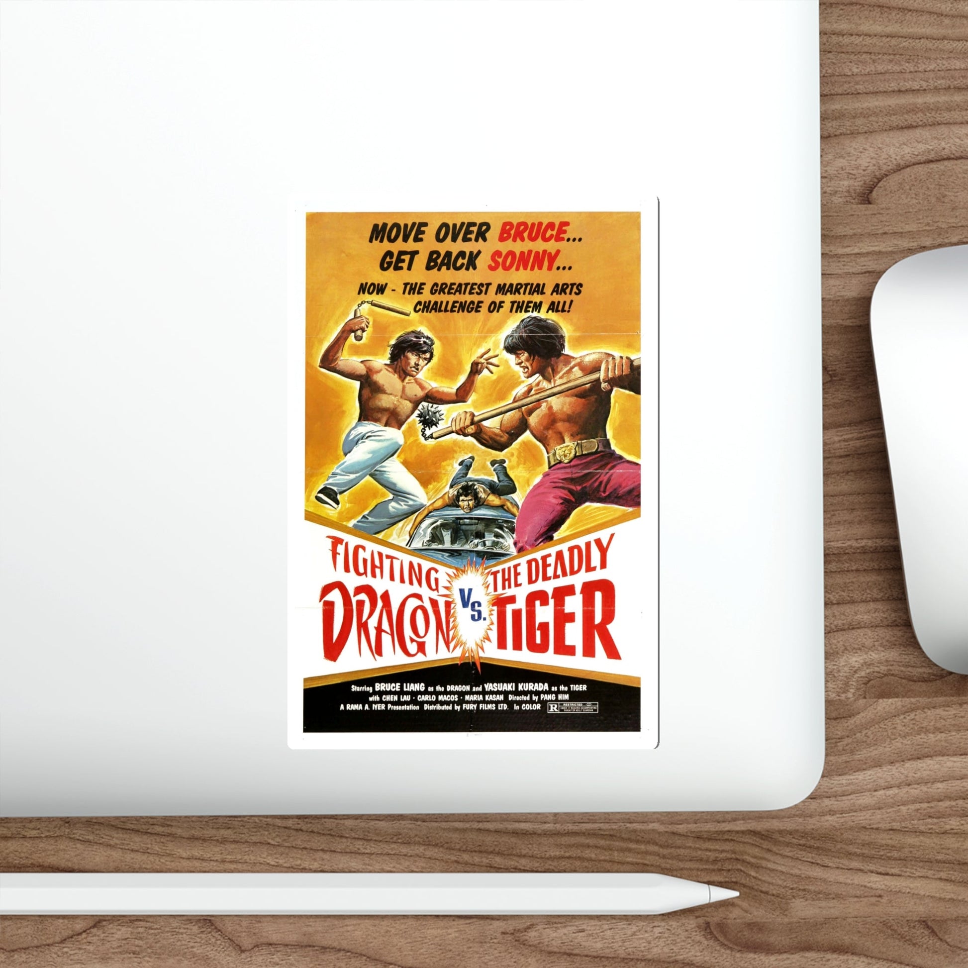 FIGHTING DRAGON VS DEADLY TIGER 1974 Movie Poster STICKER Vinyl Die-Cut Decal-The Sticker Space