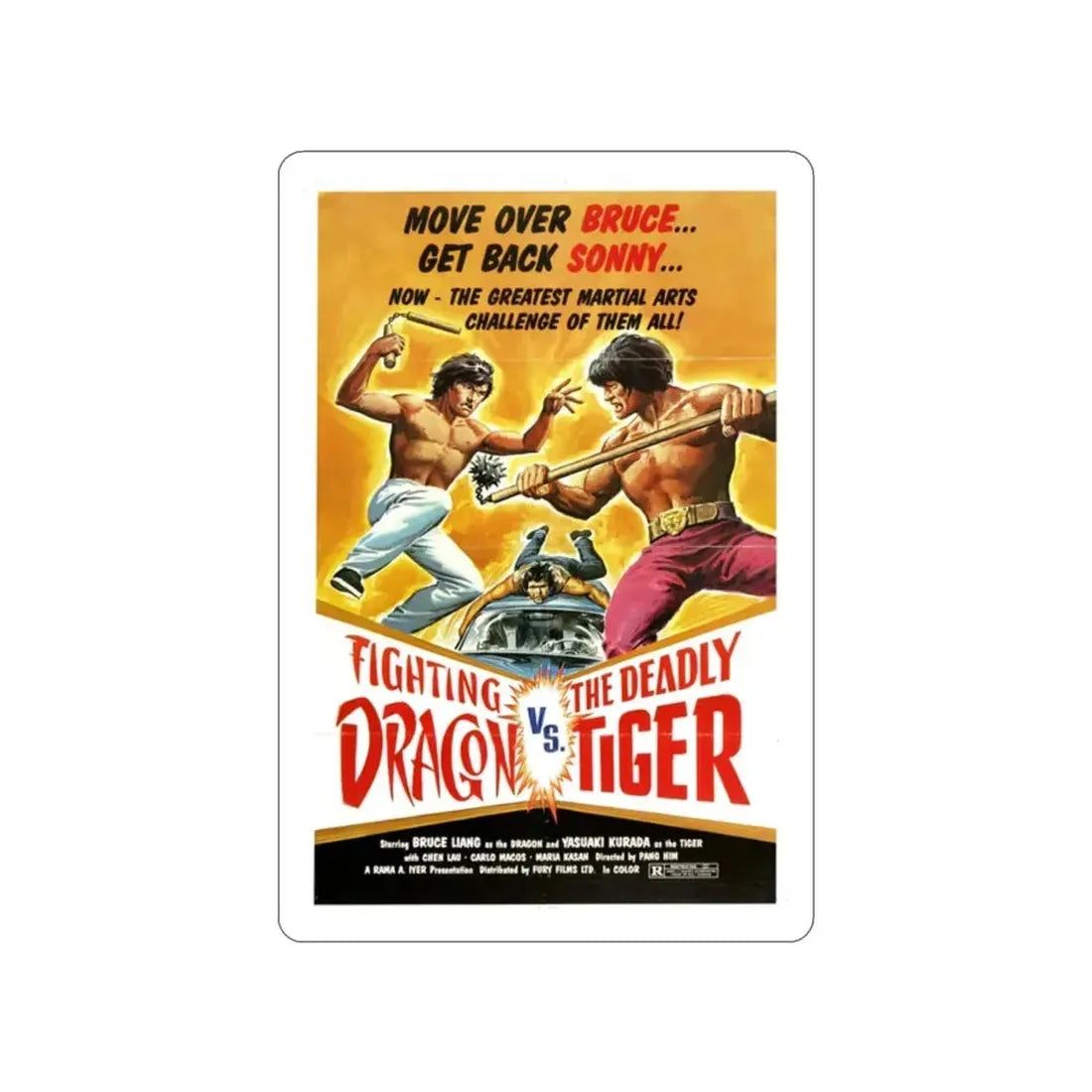 FIGHTING DRAGON VS DEADLY TIGER 1974 Movie Poster STICKER Vinyl Die-Cut Decal - The Sticker Space