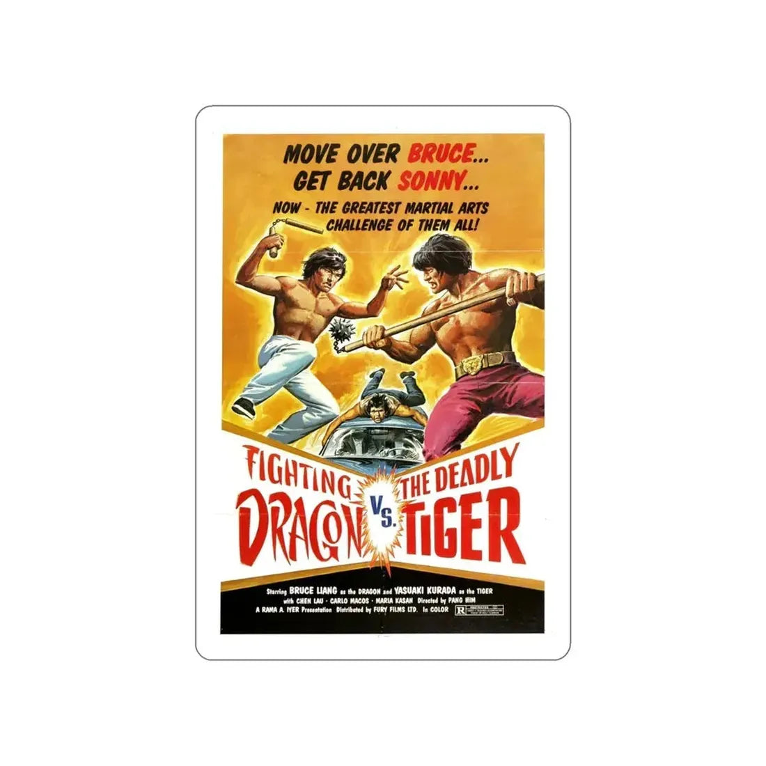 FIGHTING DRAGON VS DEADLY TIGER 1974 Movie Poster STICKER Vinyl Die-Cut Decal - The Sticker Space