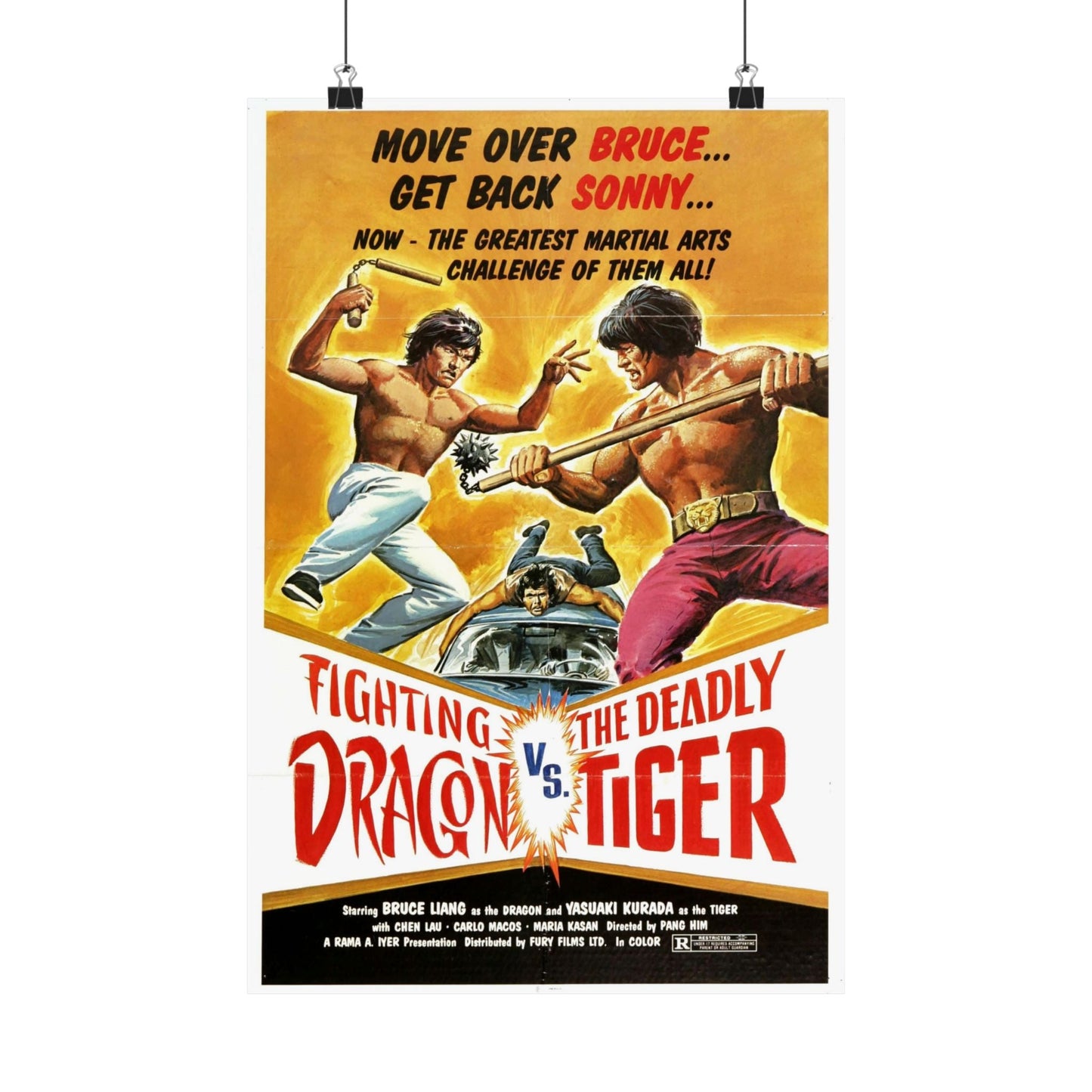 FIGHTING DRAGON VS DEADLY TIGER 1974 - Paper Movie Poster-12″ x 18″-The Sticker Space