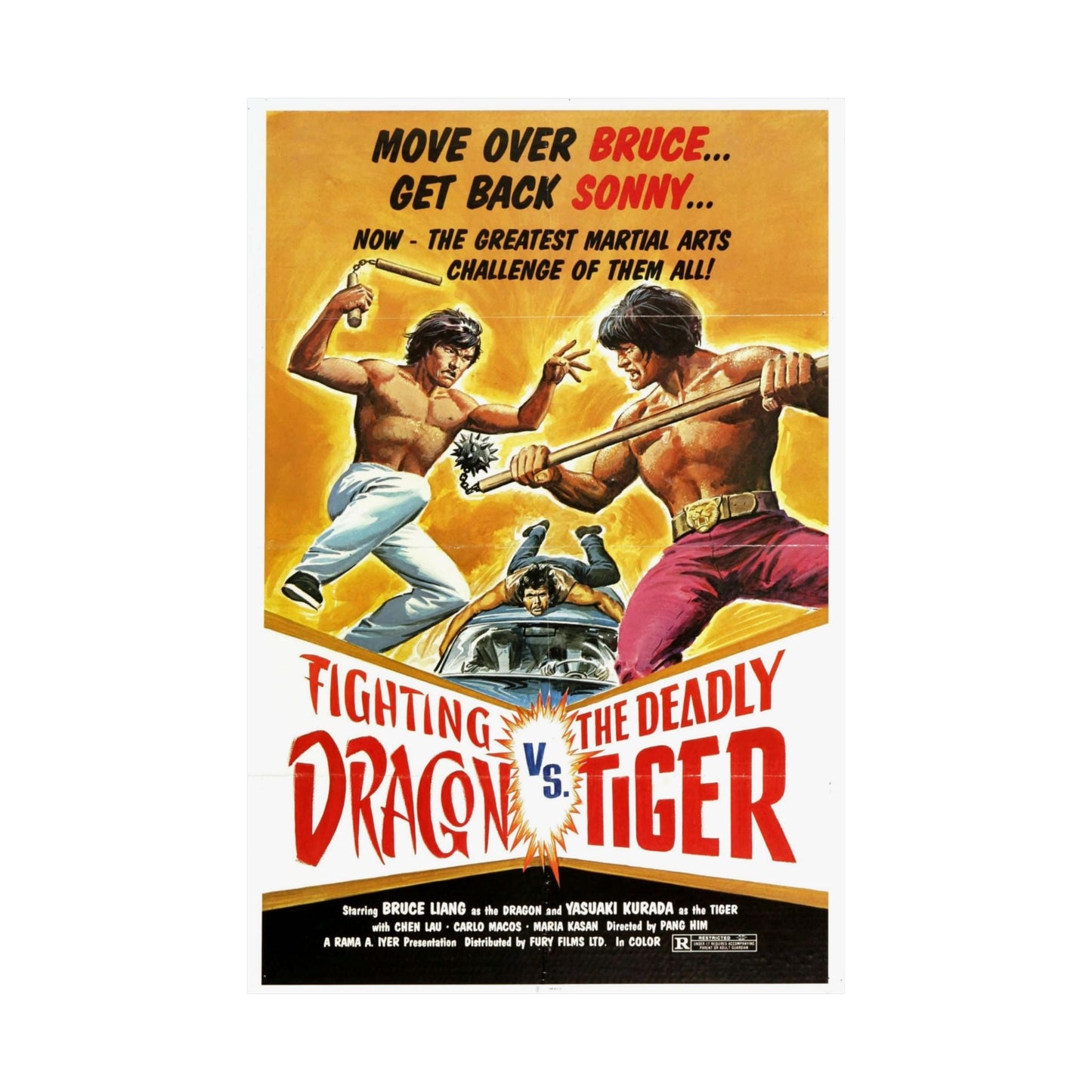 FIGHTING DRAGON VS DEADLY TIGER 1974 - Paper Movie Poster-The Sticker Space