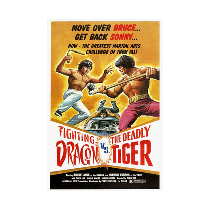 FIGHTING DRAGON VS DEADLY TIGER 1974 - Paper Movie Poster-The Sticker Space