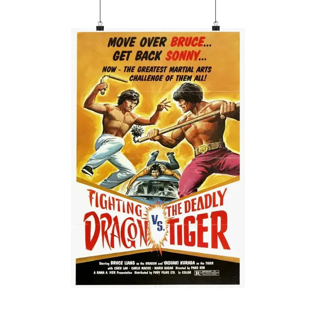 FIGHTING DRAGON VS DEADLY TIGER 1974 - Paper Movie Poster 16″ x 24″ Matte - The Sticker Space