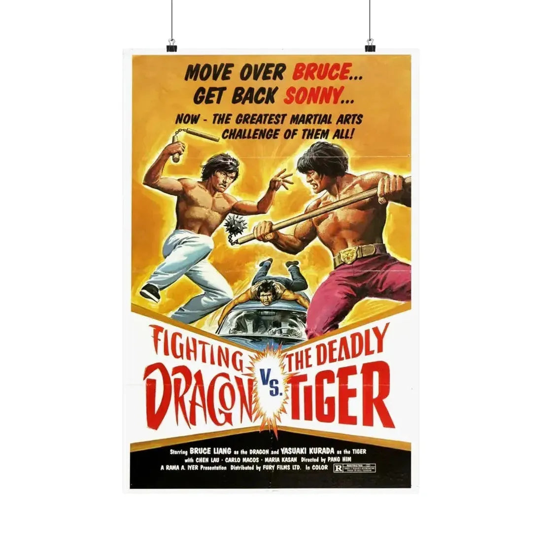 FIGHTING DRAGON VS DEADLY TIGER 1974 - Paper Movie Poster 20″ x 30″ Matte - The Sticker Space