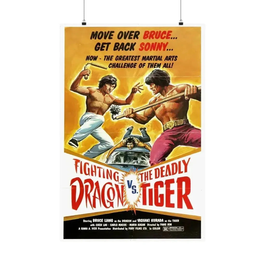 FIGHTING DRAGON VS DEADLY TIGER 1974 - Paper Movie Poster 24″ x 36″ Matte - The Sticker Space