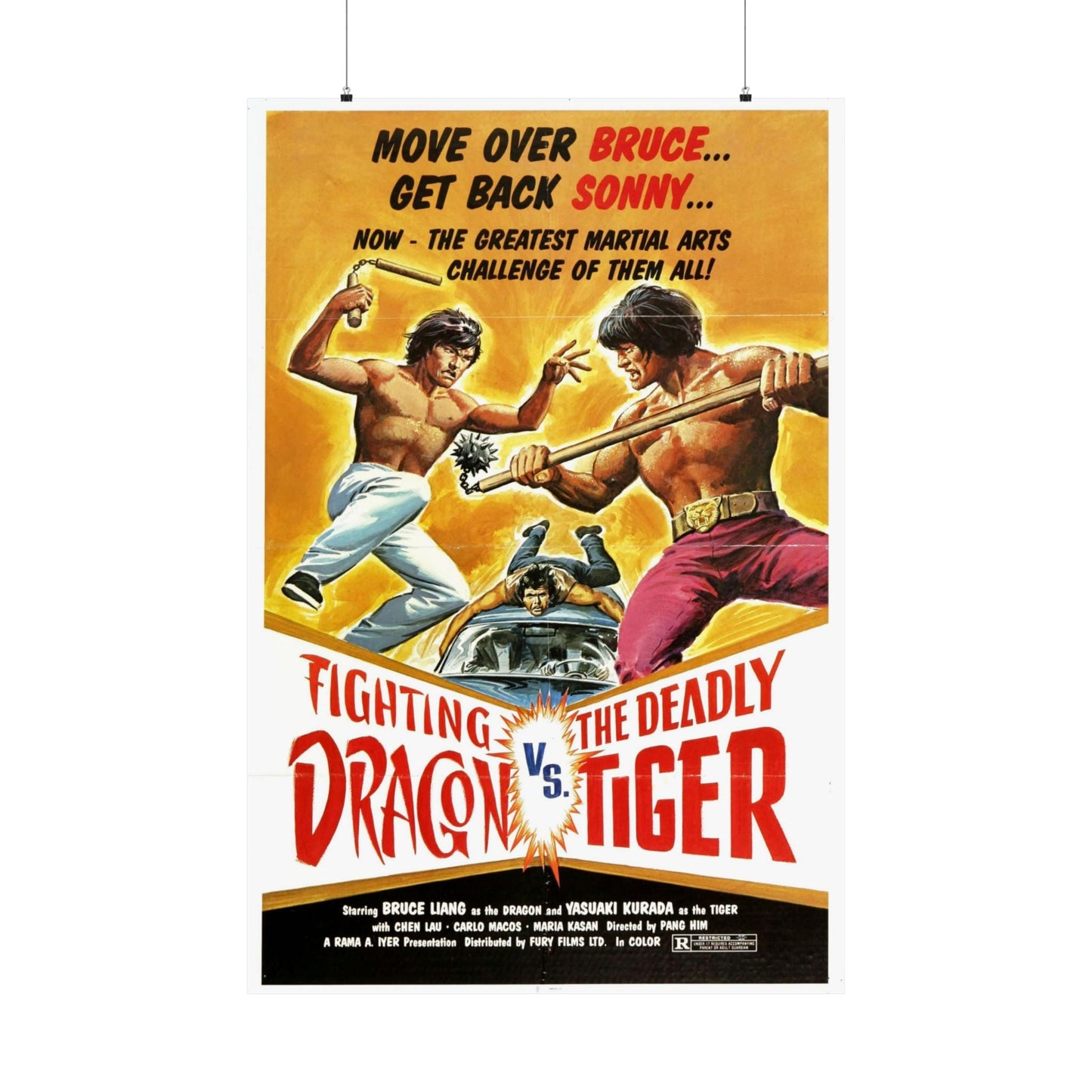 FIGHTING DRAGON VS DEADLY TIGER 1974 - Paper Movie Poster-36" x 54"-The Sticker Space