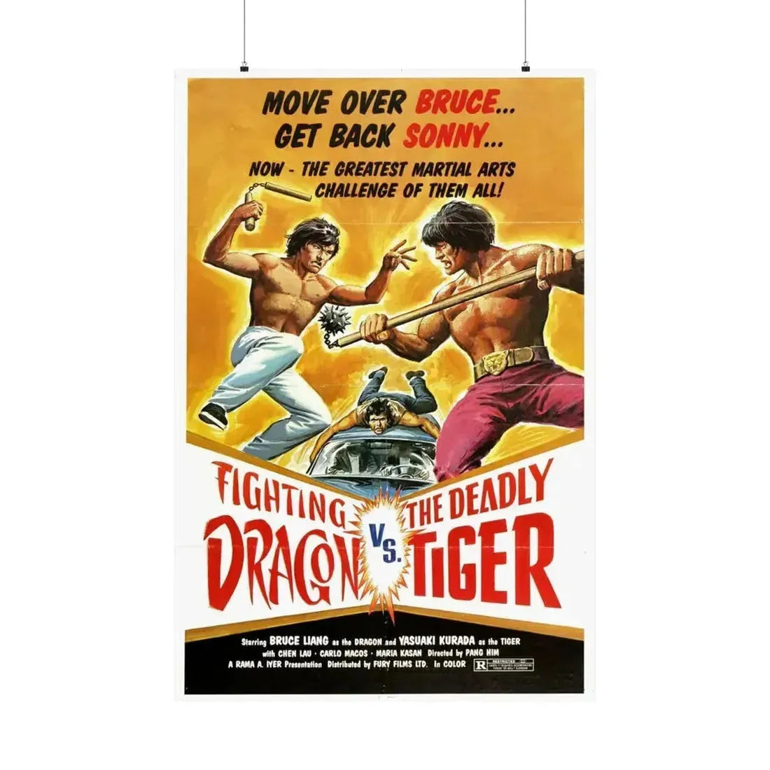 FIGHTING DRAGON VS DEADLY TIGER 1974 - Paper Movie Poster 36" x 54" Matte - The Sticker Space