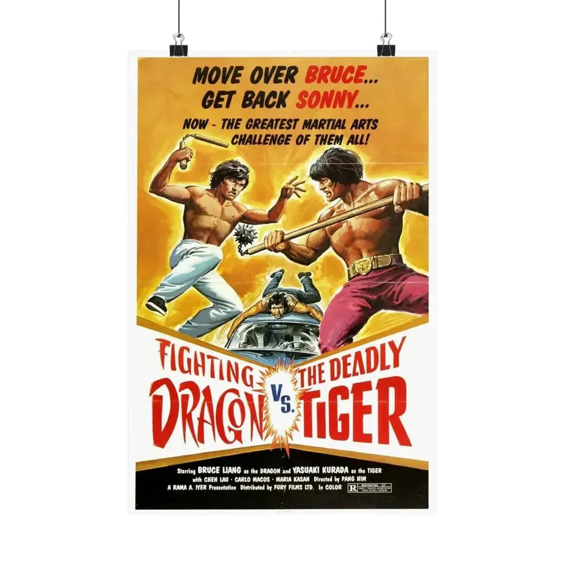 FIGHTING DRAGON VS DEADLY TIGER 1974 - Paper Movie Poster - The Sticker Space