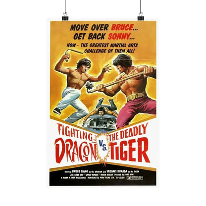 FIGHTING DRAGON VS DEADLY TIGER 1974 - Paper Movie Poster - The Sticker Space