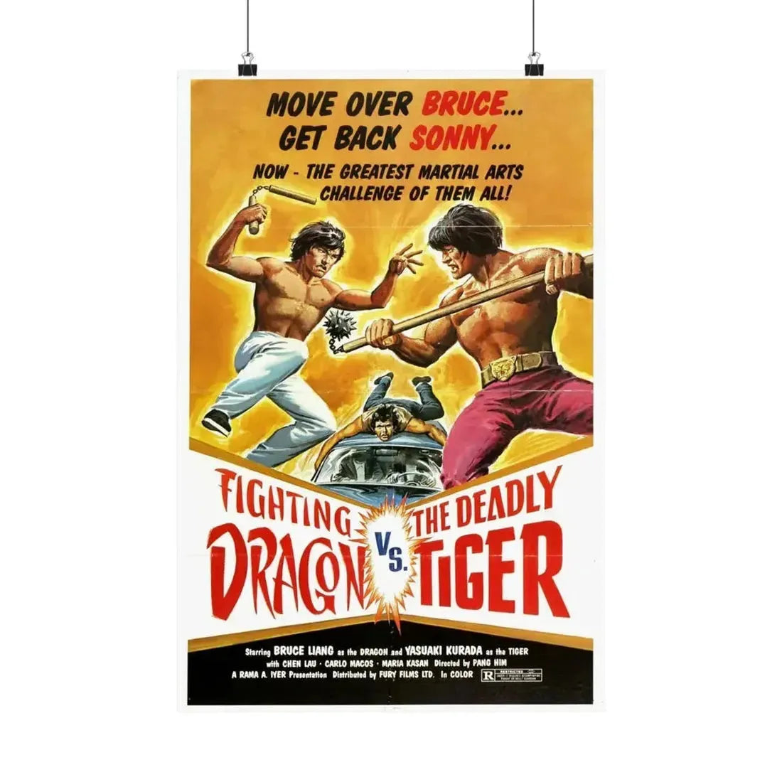 FIGHTING DRAGON VS DEADLY TIGER 1974 - Paper Movie Poster - The Sticker Space