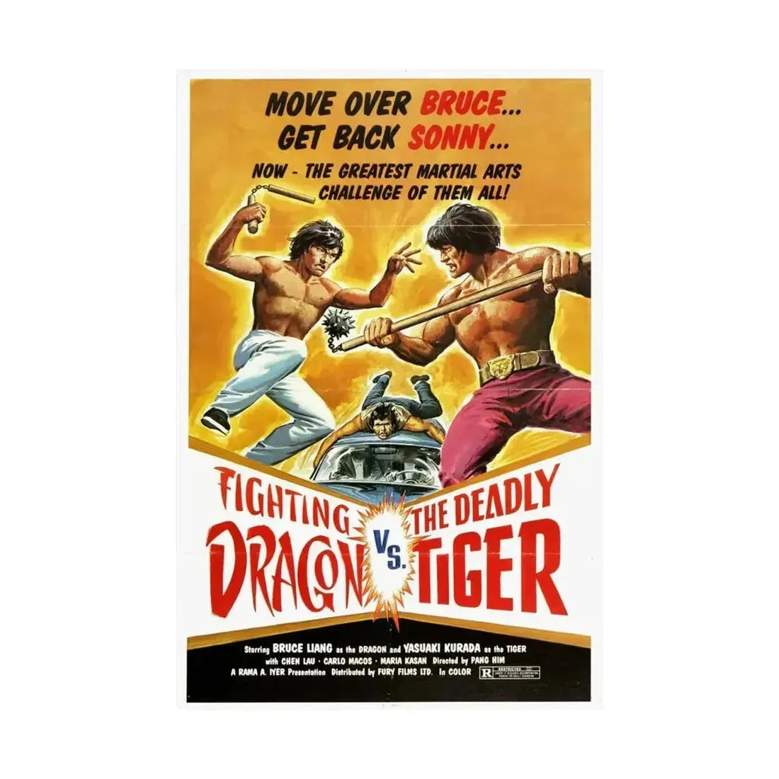 FIGHTING DRAGON VS DEADLY TIGER 1974 - Paper Movie Poster - The Sticker Space