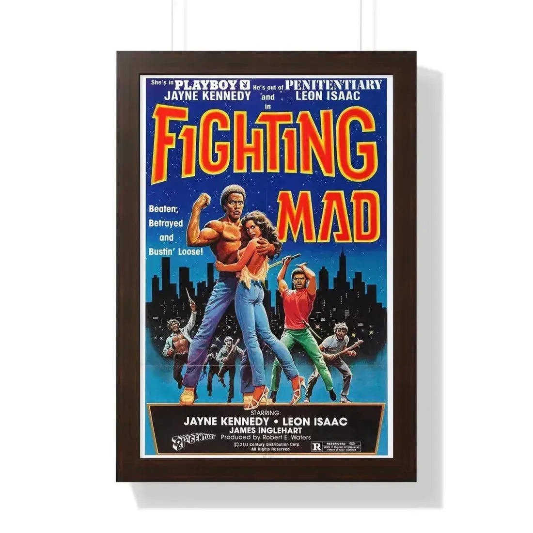 FIGHTING MAD (DEATH FORCE) 1978 - Framed Movie Poster 16″ x 24″ Walnut - The Sticker Space