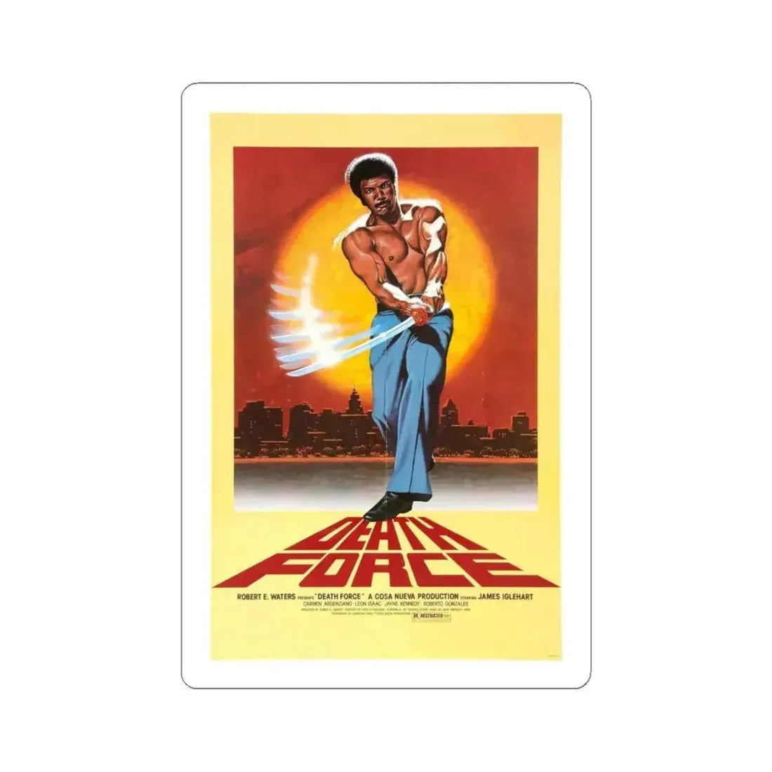 FIGHTING MAD (DEATH FORCE) (2) 1978 Movie Poster - STICKER Vinyl Kiss-Cut Decal 4 Inch White - The Sticker Space