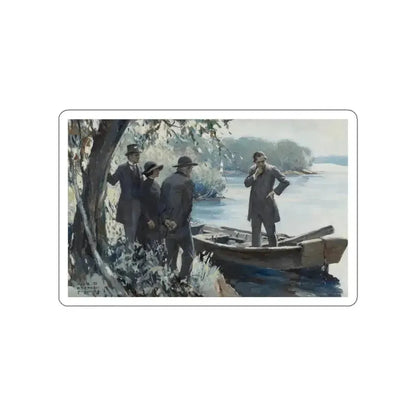 Figures by a Lake (Magazine Illustration) STICKER Vinyl Die-Cut Decal - The Sticker Space