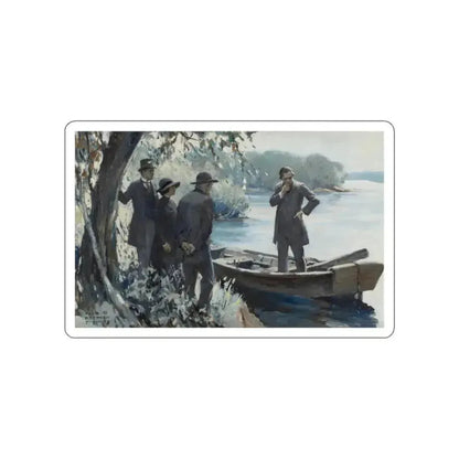 Figures by a Lake (Magazine Illustration) STICKER Vinyl Die-Cut Decal White Die-Cut 2 Inch - The Sticker Space