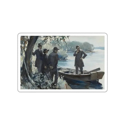 Figures by a Lake (Magazine Illustration) STICKER Vinyl Die-Cut Decal White Die-Cut 3 Inch - The Sticker Space